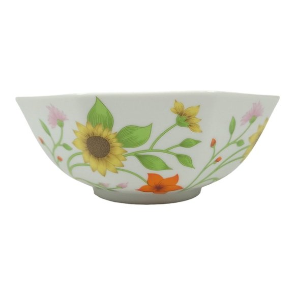 Vintage 1975 Fitz And Floyd Petite Fleur 8.5" Octagonal Serving Bowl Flowers - Picture 5 of 14